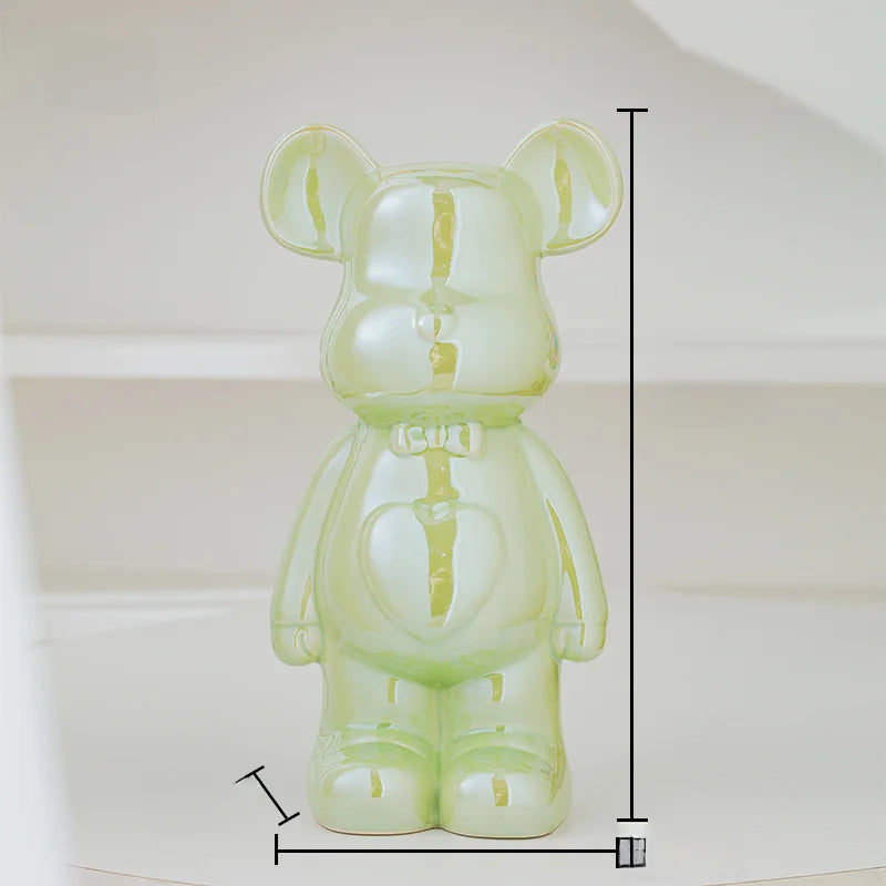 Escultura de Urso em Cerâmica Estilo Brick – Decoração Moderna para Quarto e Sala – 17/27 cm