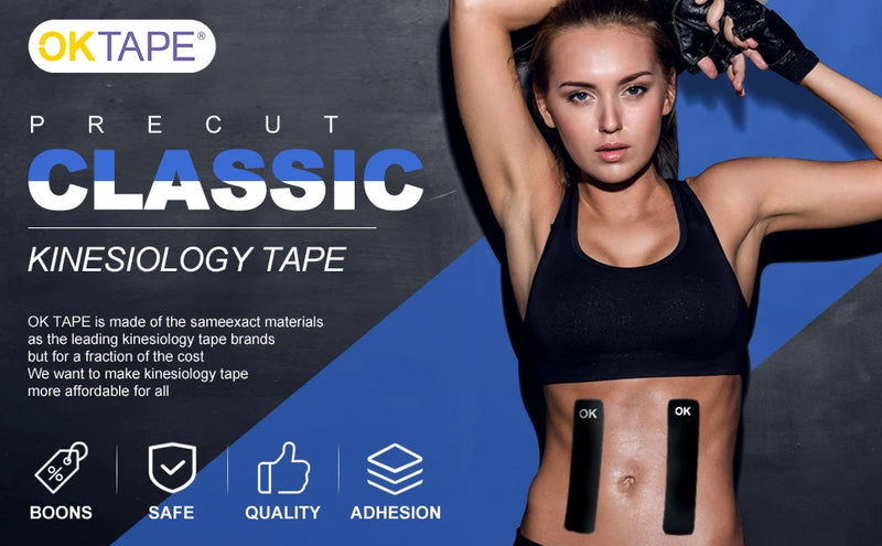 Fita de Cinesiologia 5cm x 5m com 20 Tiras Pré-Cortadas – Bandagem Elástica Sem Látex para Joelhos, Ombros e Músculos | Fitness, Fisioterapia, Esportes