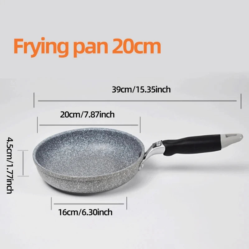 Frigideira Antiaderente de Pedra Durável – Ideal Para Fogão a Gás e Indução, 20cm a 28cm