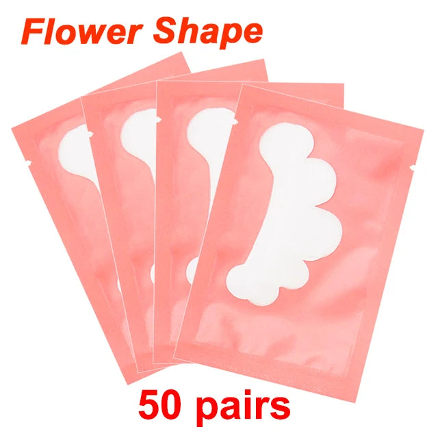 25/50/100 Pares Almofadas de Hidrogel para Cílios | LAUKISS | Sem Fiapos | Adesivo para Extensão de Cílios | Rosa Profissional