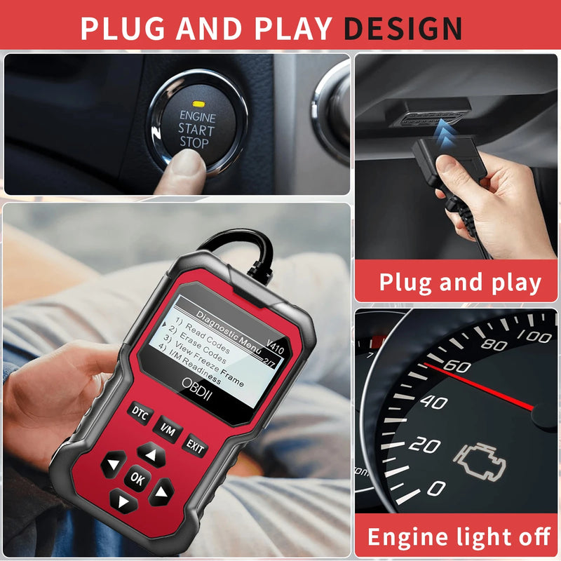 Outil de diagnostic automobile OBD2, lecteur de codes d'erreur moteur - Compatible avec toutes les voitures OBDII à partir de 1996