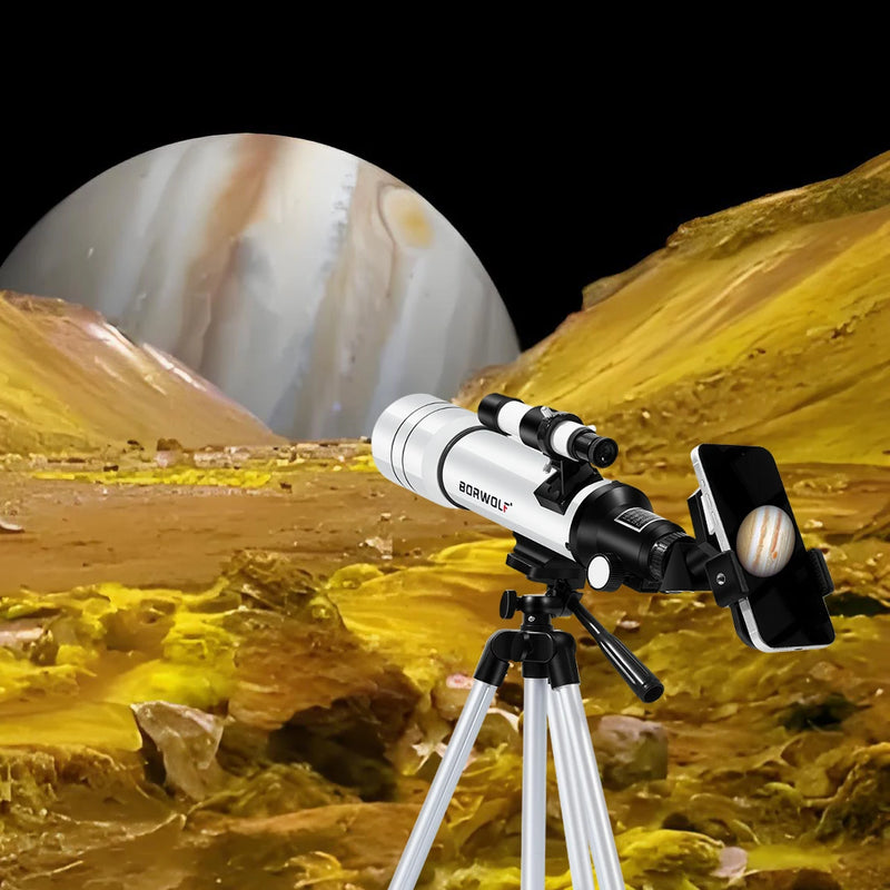 Telescópio Astronômico Profissional BORWOLF 70400 333X Alta Definição para Observação da Lua, Estrelas e Aves – Monocular