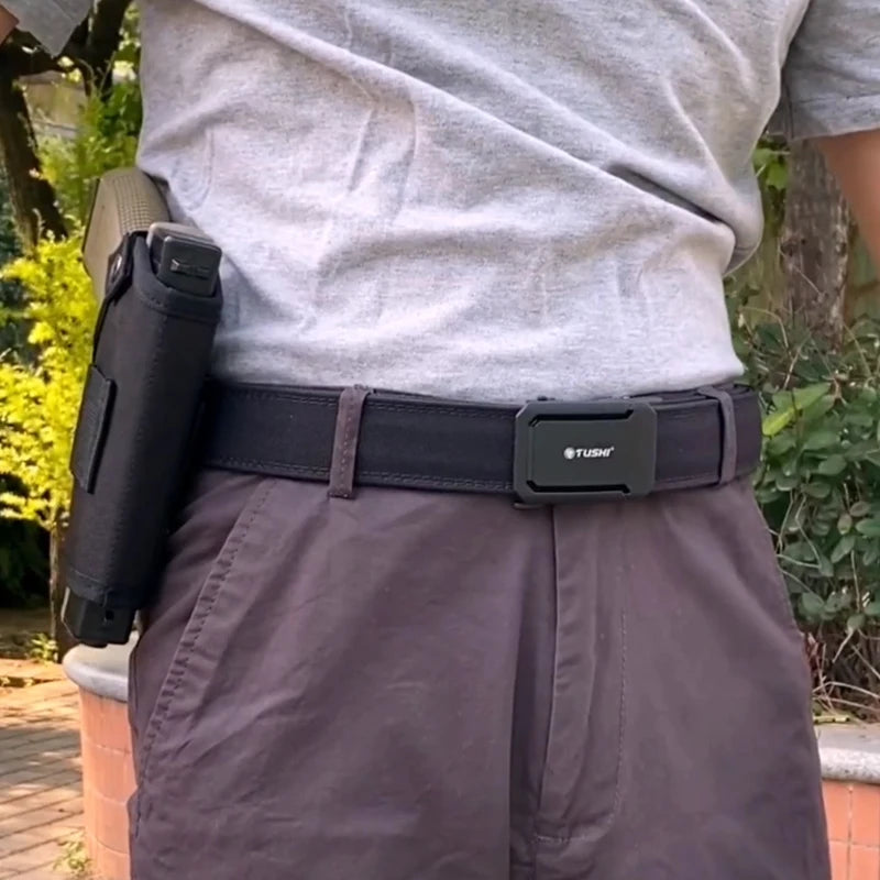 Ceinture tactique pour homme TUSHI VT220 – Nylon 1100D renforcé avec boucle automatique en alliage de zinc, réglable sur 120 cm, pour usage militaire et extérieur