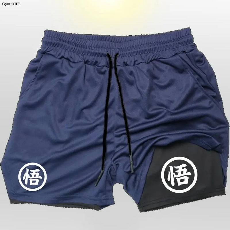 Short Goku 2 en 1 pour homme – Entraînement, course et gym à séchage rapide