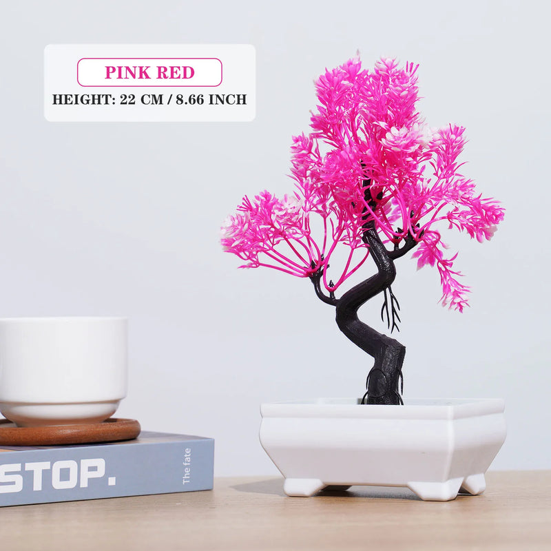 Bonsai Artificial Premium em Vaso | Mini Árvore Decorativa Realista | Flores Falsas para Mesa, Jardim, Escritório e Decoração de Interiores