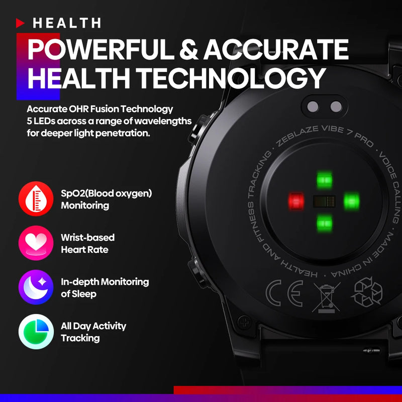 Relógio Smartwatch Zeblaze VIBE 7 PRO 1,43'' AMOLED com Chamadas, Monitoramento de Saúde e Esportivo para Homens