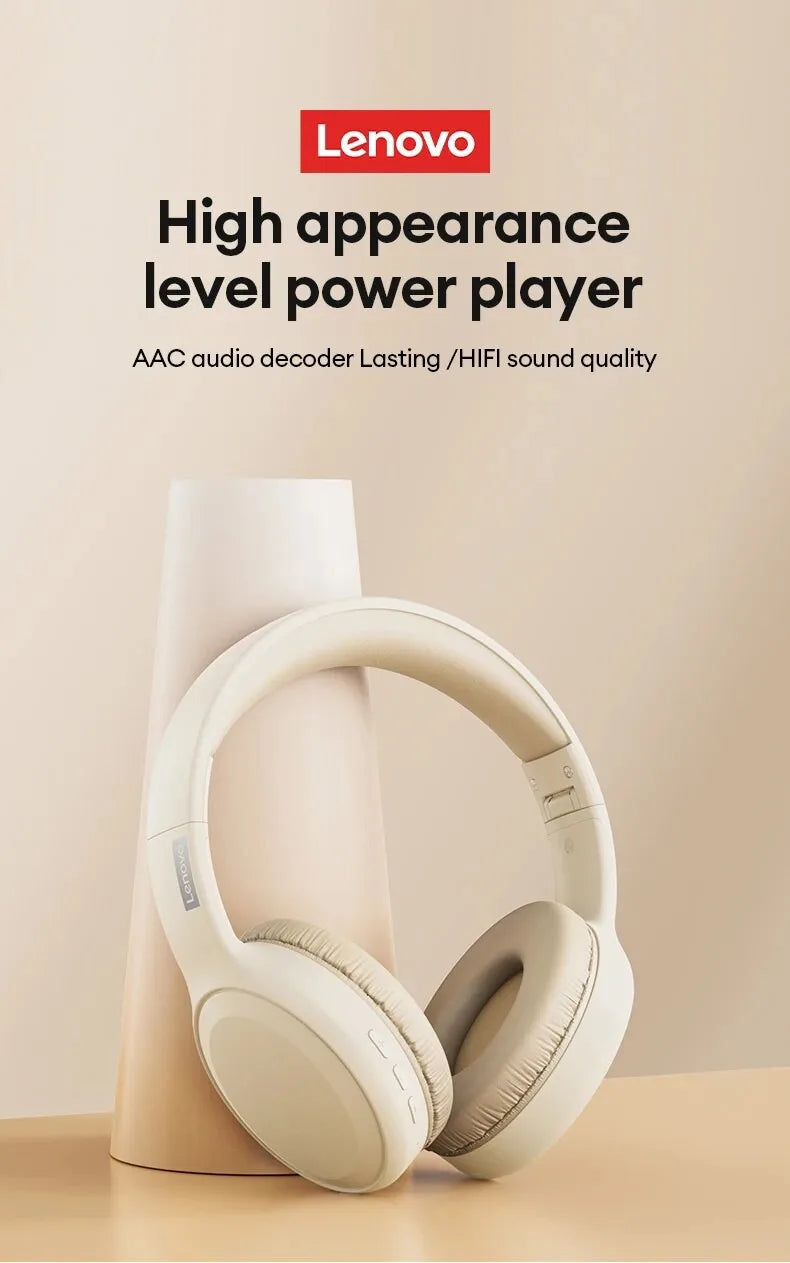 Fone de Ouvido Lenovo TH30 | Bluetooth 5.3 Dobrável | Microfone | Estéreo Potente para Música, Jogo e Esporte