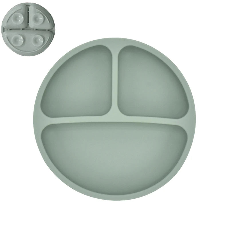 Ensemble en silicone pour enfants : assiette, cuillère à riz et bol avec ventouse et design amusant