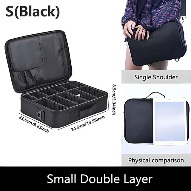 Estojo de Maquiagem Profissional com Grande Capacidade | Organizador Feminino Portátil para Viagem, Cosméticos e Esmaltes