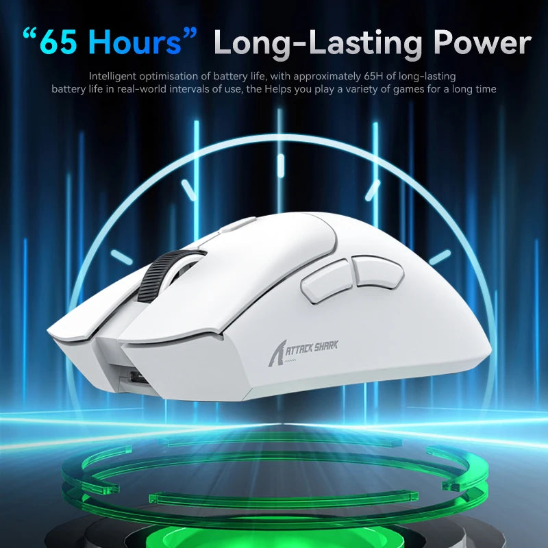 Attack Shark R1 – Mouse Gamer Profissional 18000 DPI, Sensor PAW3311, 1000Hz, Conexão Bluetooth/2.4G/USB, Macros Avançados