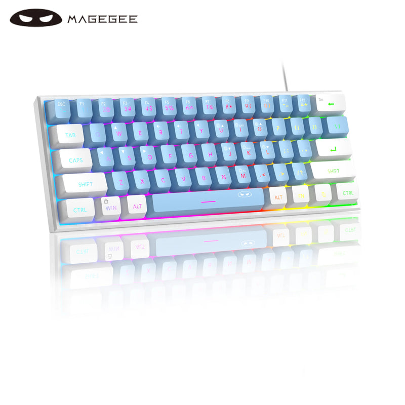Clavier de jeu MageGee TS91 | 60 % Mini RVB | 61 touches | Sensation mécanique | Ergonomique et résistant à l'eau | Idéal pour les jeux et le bureau
