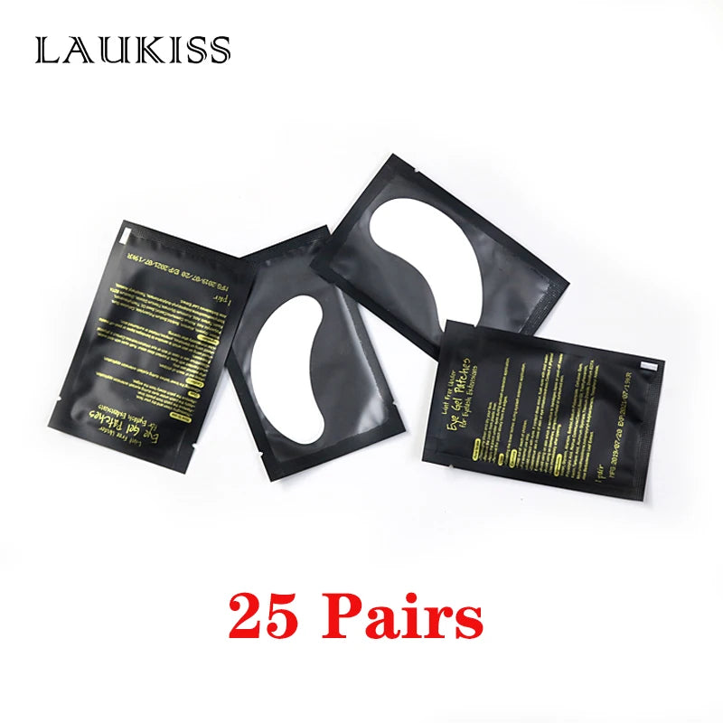 25/50/100 Pares Almofadas de Hidrogel para Cílios | LAUKISS | Sem Fiapos | Adesivo para Extensão de Cílios | Rosa Profissional