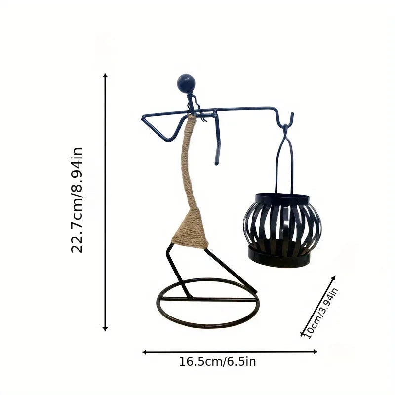Castiçal Escultura Abstrata em Metal – Decoração Nórdica Moderna para Casa e Escritório