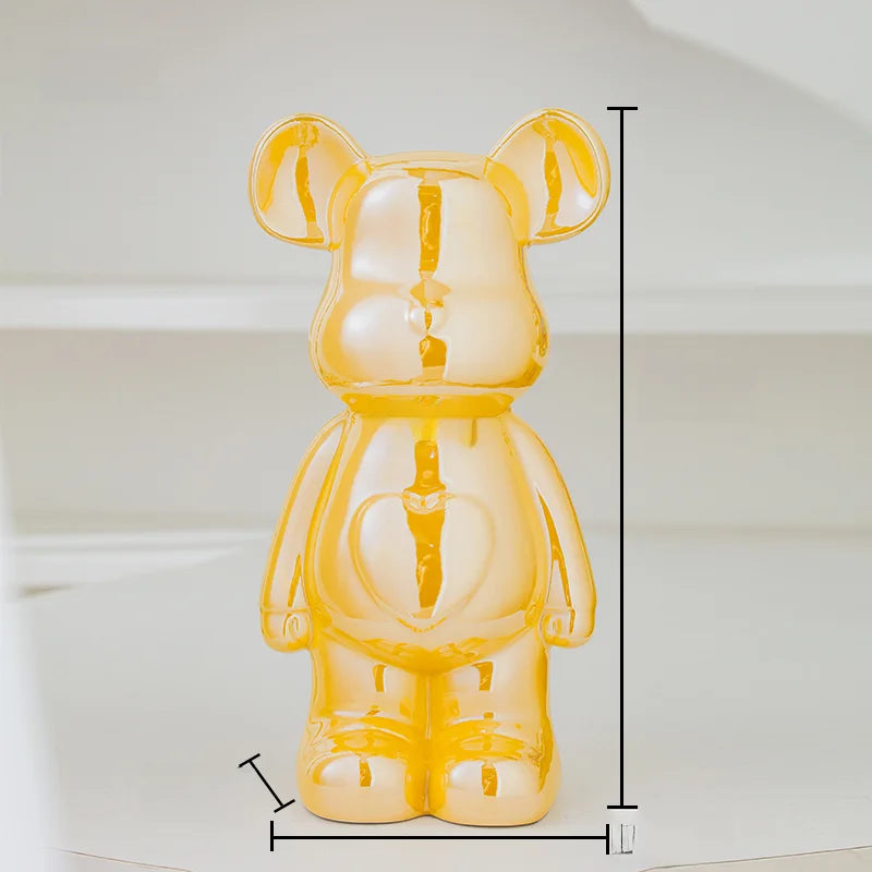 Escultura de Urso em Cerâmica Estilo Brick – Decoração Moderna para Quarto e Sala – 17/27 cm