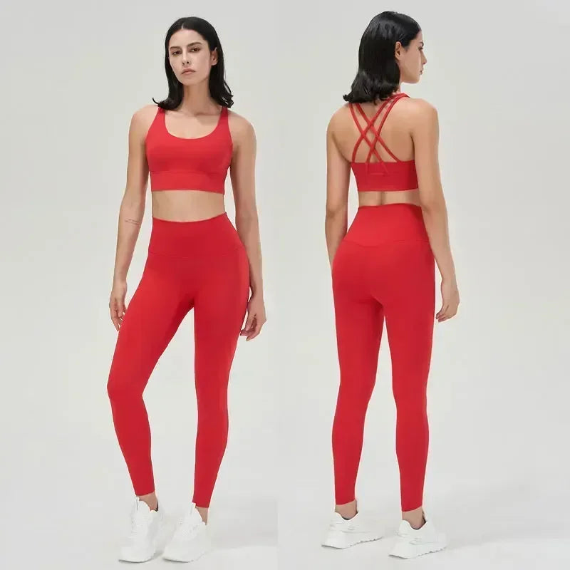 Conjunto Fitness Feminino com Legging e Top – Roupa de Academia para Ioga, Corrida e Musculação | Tecido Respirável, Cintura Alta e Suporte no Sutiã