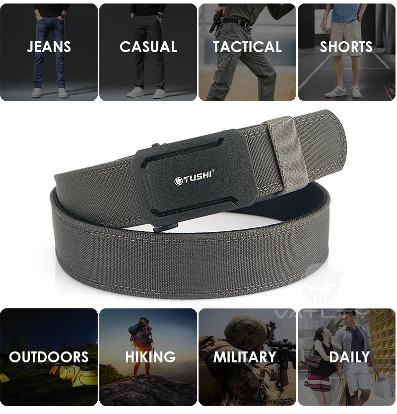 Ceinture tactique pour homme TUSHI VT220 – Nylon 1100D renforcé avec boucle automatique en alliage de zinc, réglable sur 120 cm, pour usage militaire et extérieur