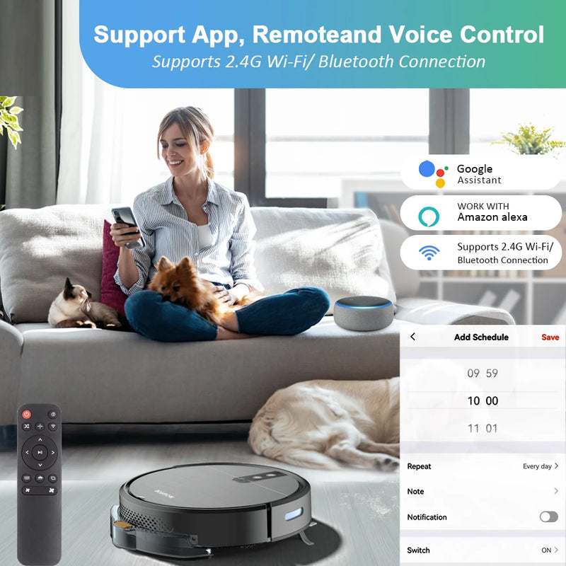Aspirador Robô D3 – 3600Pa, App Inteligente, Limpeza a Seco e Úmido com Mapeamento