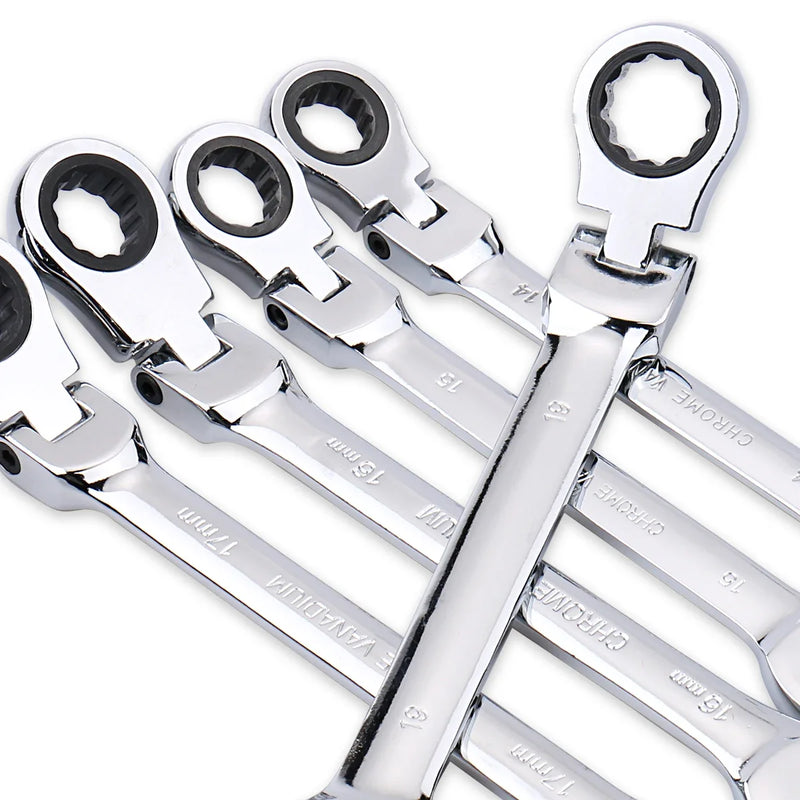 Chave de Catraca 72 Dentes com Cabeça Flexível, 6mm a 27mm, Ferramenta Manual de Alta Precisão para Reparo Automotivo e Doméstico, 1 Peça