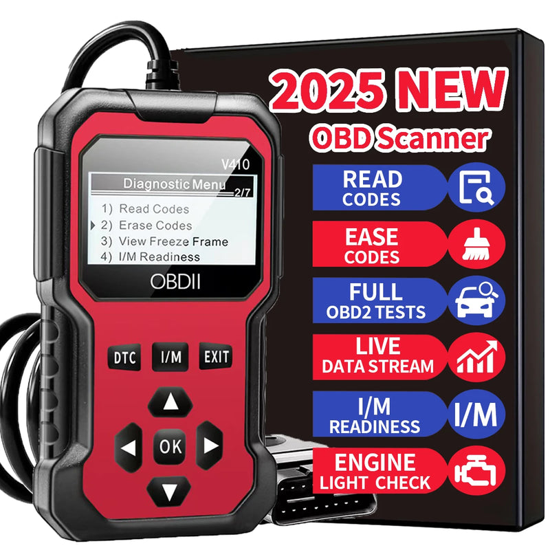 Outil de diagnostic automobile OBD2, lecteur de codes d'erreur moteur - Compatible avec toutes les voitures OBDII à partir de 1996