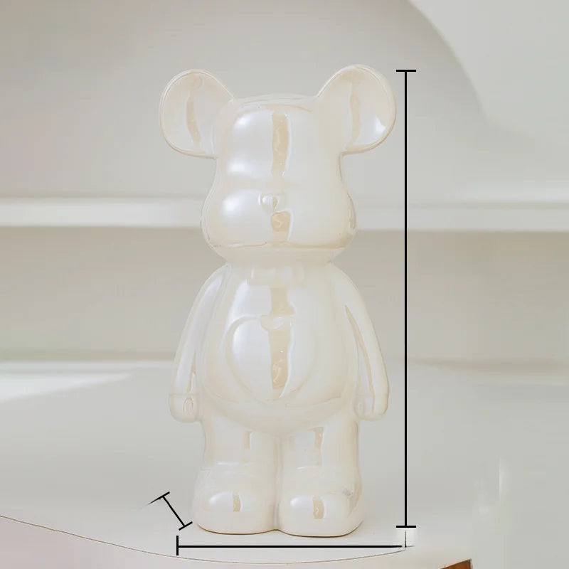 Escultura de Urso em Cerâmica Estilo Brick – Decoração Moderna para Quarto e Sala – 17/27 cm