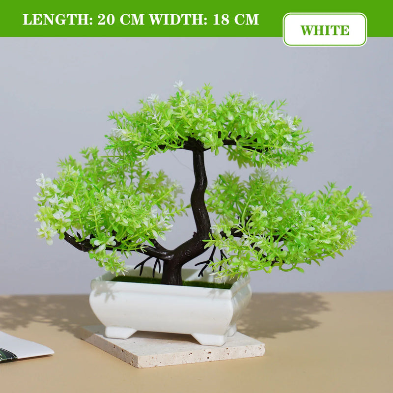 Bonsai Artificial Premium em Vaso | Mini Árvore Decorativa Realista | Flores Falsas para Mesa, Jardim, Escritório e Decoração de Interiores