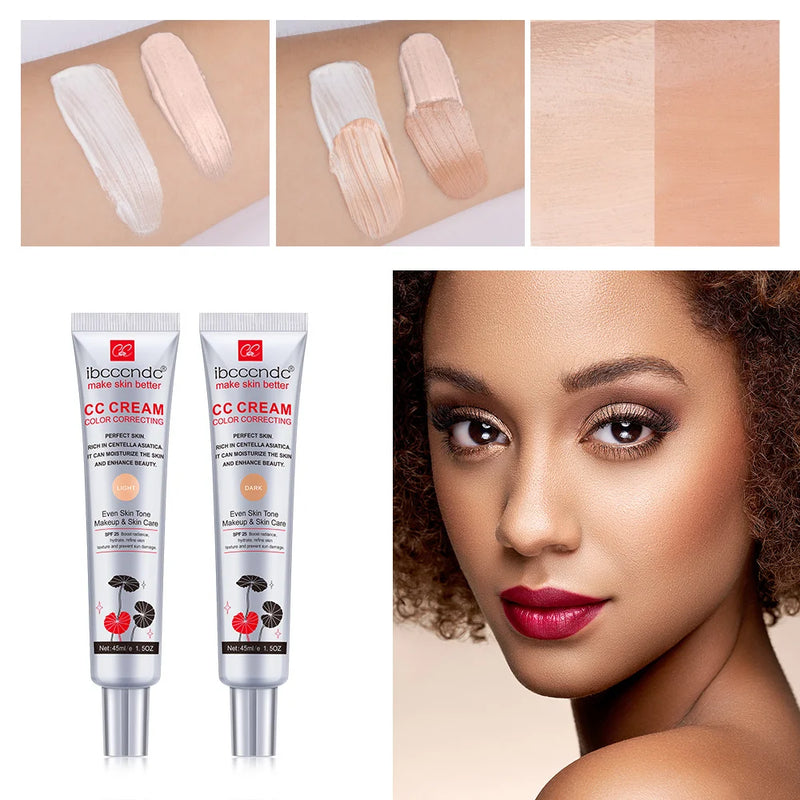 CC Cream Facial com Centella Asiática 45ml ou 15ml – Correção de Cor, Clareamento e Hidratação | Base Natural com Adaptação ao Tom da Pele | ibcccndc