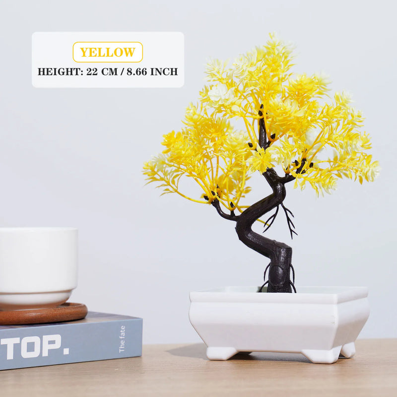 Bonsai Artificial Premium em Vaso | Mini Árvore Decorativa Realista | Flores Falsas para Mesa, Jardim, Escritório e Decoração de Interiores