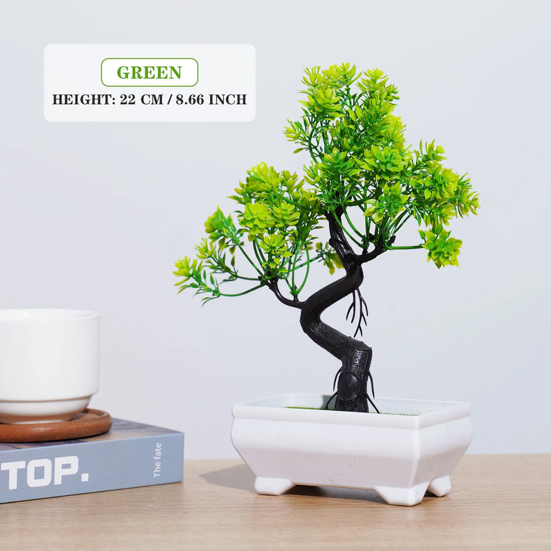 Bonsai Artificial Premium em Vaso | Mini Árvore Decorativa Realista | Flores Falsas para Mesa, Jardim, Escritório e Decoração de Interiores