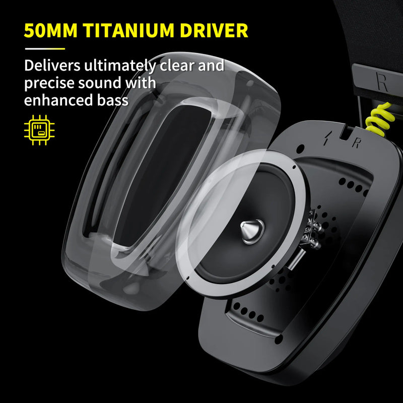 Fone de Ouvido Gamer BINNUNE | 2.4GHz Sem Fio + Bluetooth | Com Microfone para PS5, PS4, PC, Mac e Celular