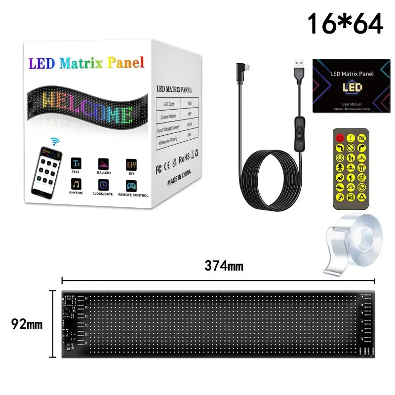 RGB LED Eyes Panel for Truck and Car | Customizable Scrolling Text | Bluetooth App Control | Programmable DIY