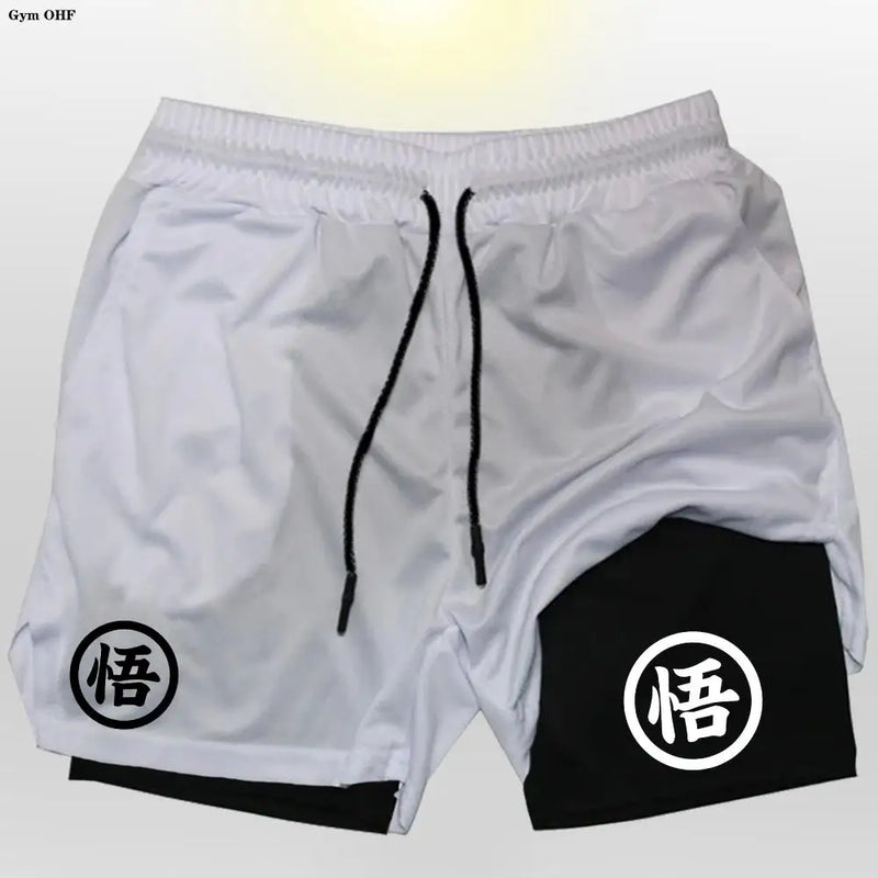 Short Goku 2 en 1 pour homme – Entraînement, course et gym à séchage rapide