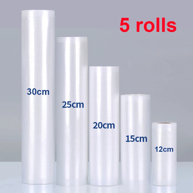 Kit 5 Rolos Sacos para Embalagem a Vácuo 500cm – Alimentos, Freezer, Sous-Vide