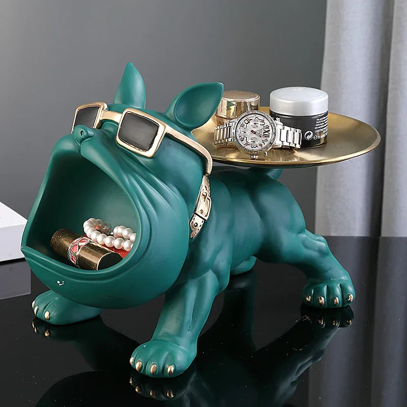 Caixa de Armazenamento Decorativa em Formato de Cachorro – Resina Durável 30cm
