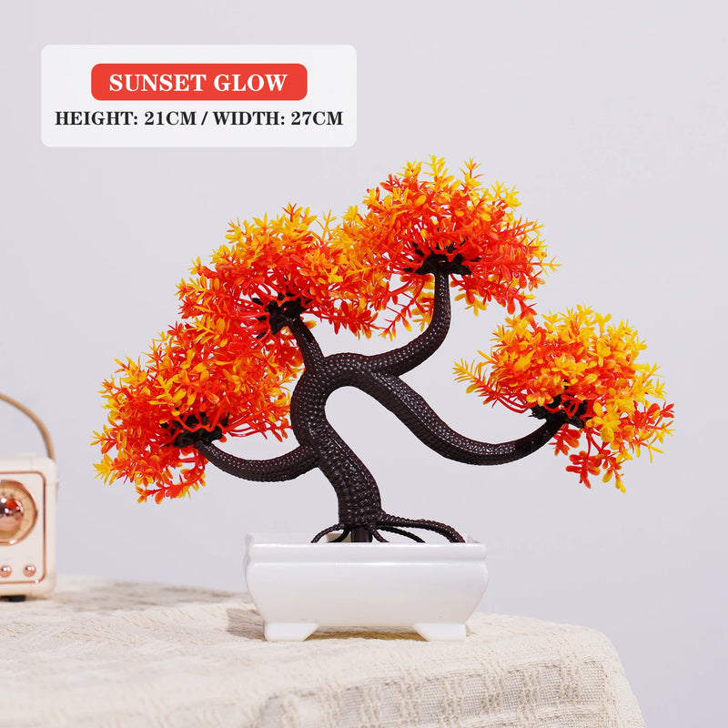 Bonsai Artificial Premium em Vaso | Mini Árvore Decorativa Realista | Flores Falsas para Mesa, Jardim, Escritório e Decoração de Interiores