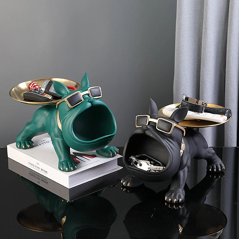 Caixa de Armazenamento Decorativa em Formato de Cachorro – Resina Durável 30cm
