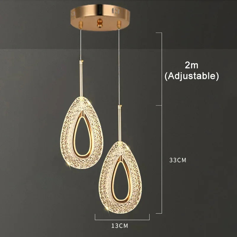 Lustre LED en cristal de luxe nordique – Suspension pour salon, chambre, salle à manger et restaurant