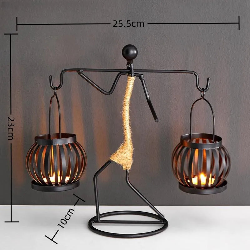 Castiçal Escultura Abstrata em Metal – Decoração Nórdica Moderna para Casa e Escritório