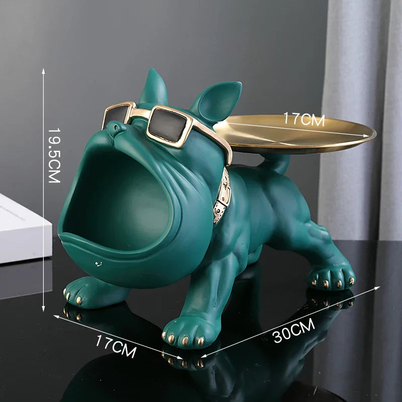 Caixa de Armazenamento Decorativa em Formato de Cachorro – Resina Durável 30cm