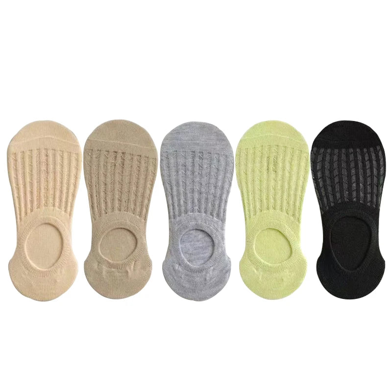 Chaussettes invisibles en dentelle pour femmes, antidérapantes, courtes, respirantes, en coton et silicone, pour l'été