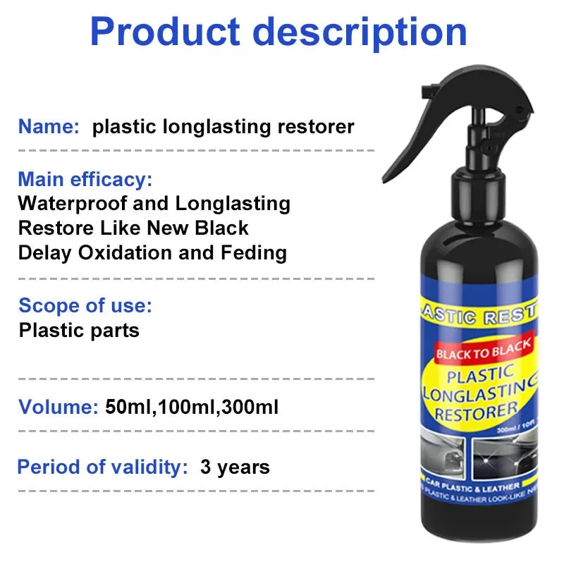 Restaurador de Plásticos e Couro para Carros | Brilho Preto Renovador | Limpeza, Polimento e Reparo Automotivo