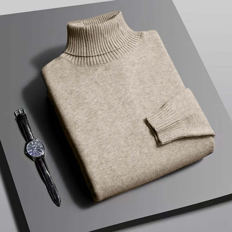 Pull col roulé coupe slim pour homme – Tricot de qualité supérieure, anti-boulochage, manches longues | Style streetwear décontracté