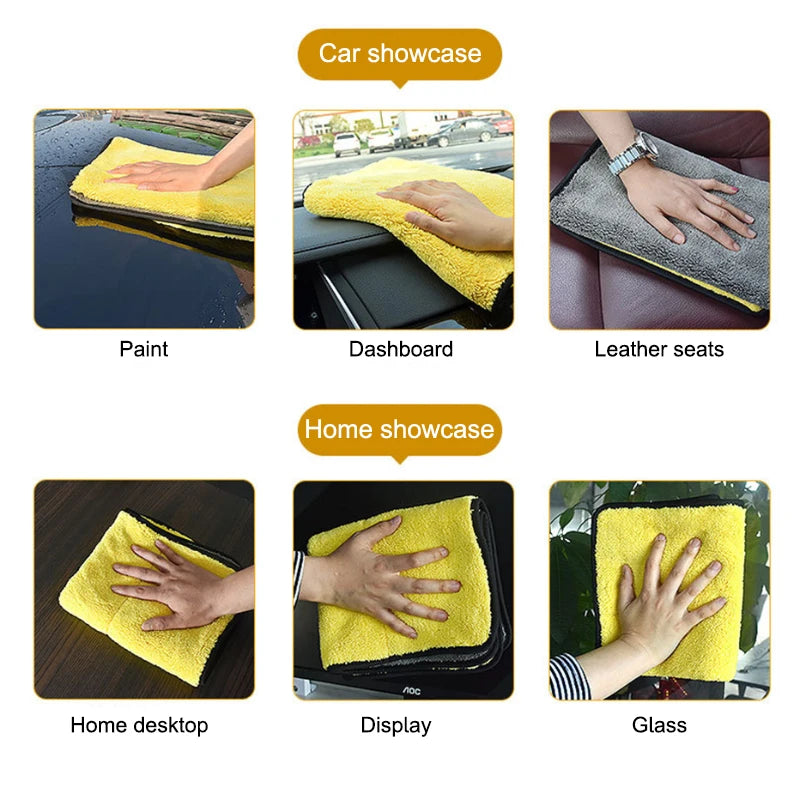 Serviette en microfibre Seametal 400 g/m² – Double face, haute absorption, séchage rapide, polaire corail pour lavage auto