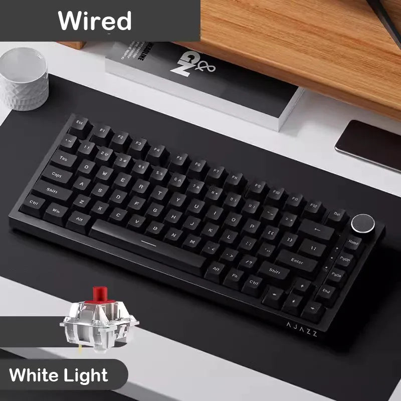 AJAZZ AK820 Pro Mechanical Gaming Keyboard | TFT Screen + Multifunctional Button | RGB | 2.4GHz, Bluetooth and USB Connection | Ideal for PC, Games and Office