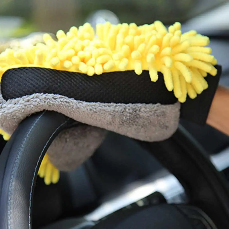 Microfiber Car Wash Glove – High Absorption, Efficient Cleaning, Quick Drying, Yellow and Gray