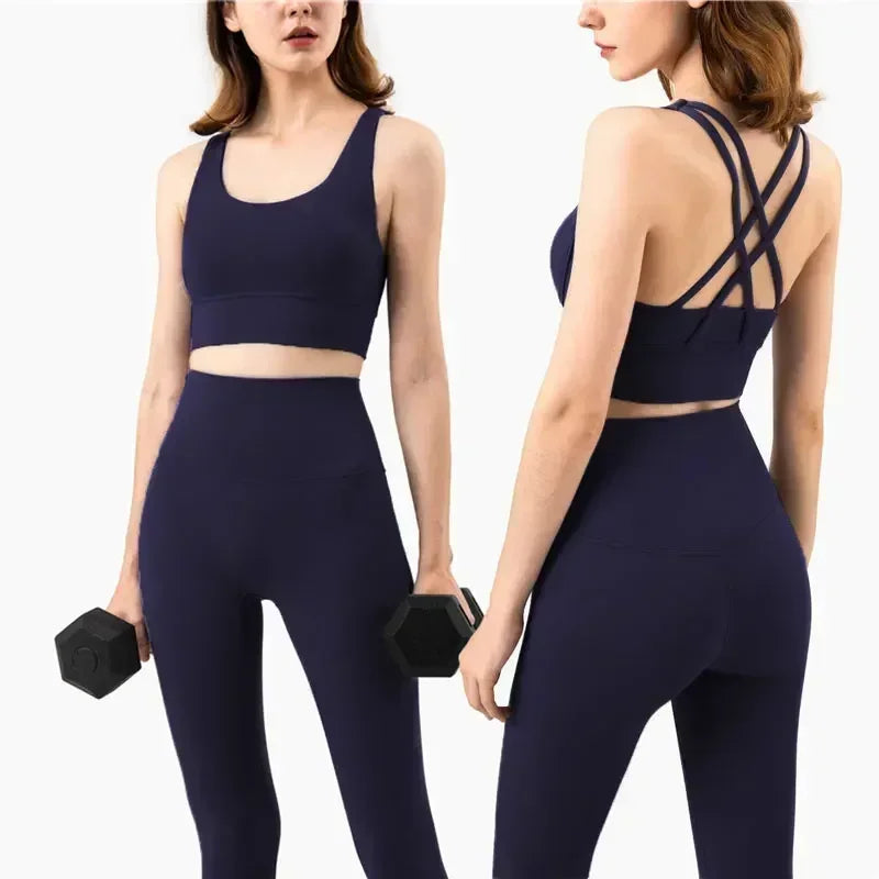 Conjunto Fitness Feminino com Legging e Top – Roupa de Academia para Ioga, Corrida e Musculação | Tecido Respirável, Cintura Alta e Suporte no Sutiã