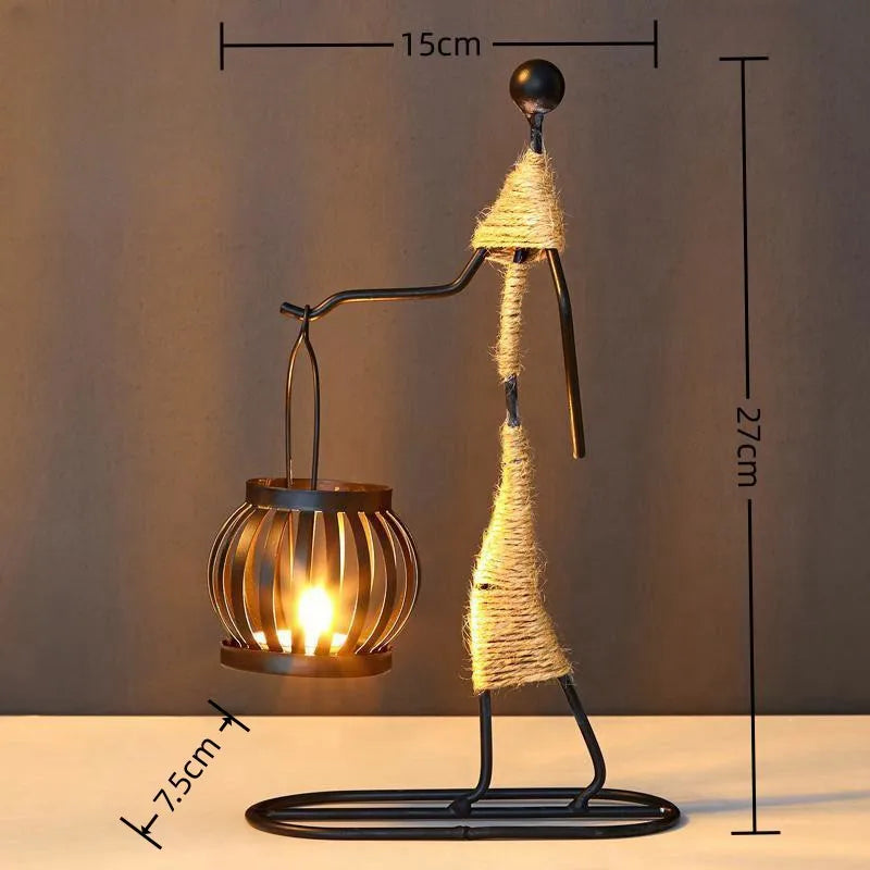 Castiçal Escultura Abstrata em Metal – Decoração Nórdica Moderna para Casa e Escritório