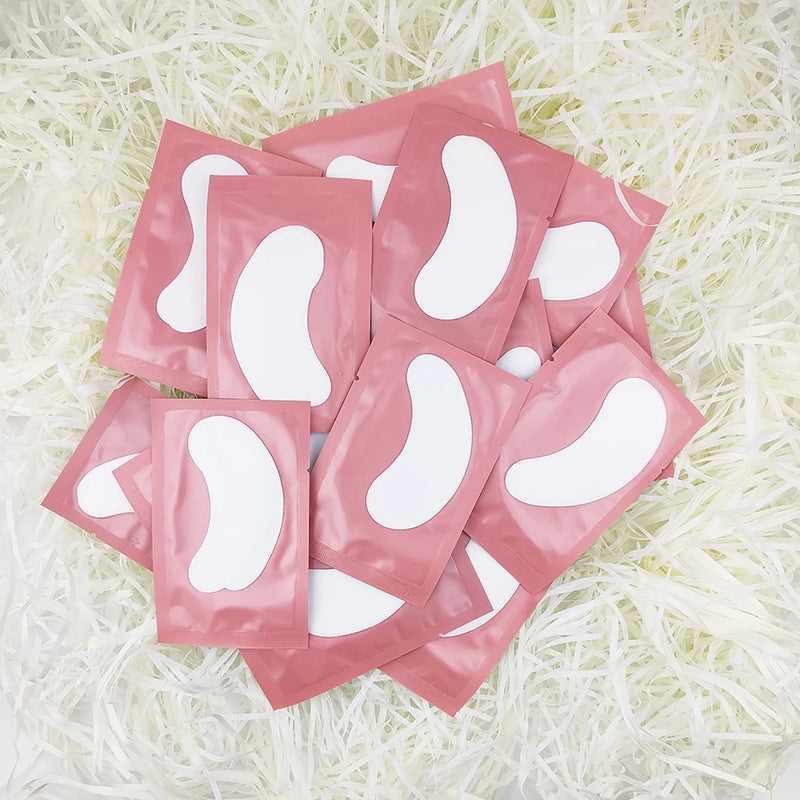 25/50/100 Pares Almofadas de Hidrogel para Cílios | LAUKISS | Sem Fiapos | Adesivo para Extensão de Cílios | Rosa Profissional