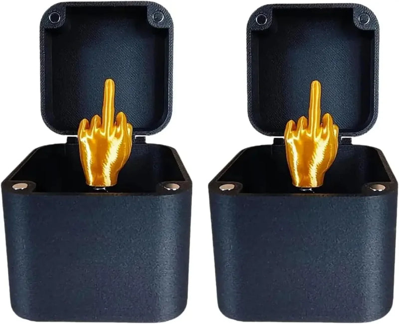 Caixa Surpresa com Dedo Médio | Estatueta Divertida com Mola | Presente Engraçado de Aniversário e Decoração de Mesa Irreverente