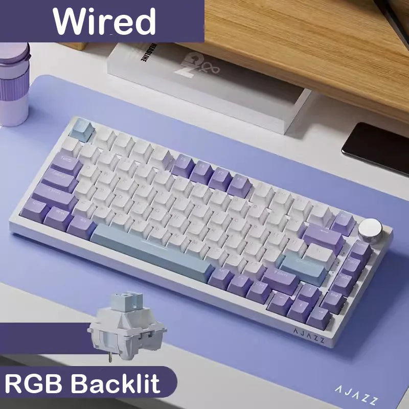 AJAZZ AK820 Pro Mechanical Gaming Keyboard | TFT Screen + Multifunctional Button | RGB | 2.4GHz, Bluetooth and USB Connection | Ideal for PC, Games and Office