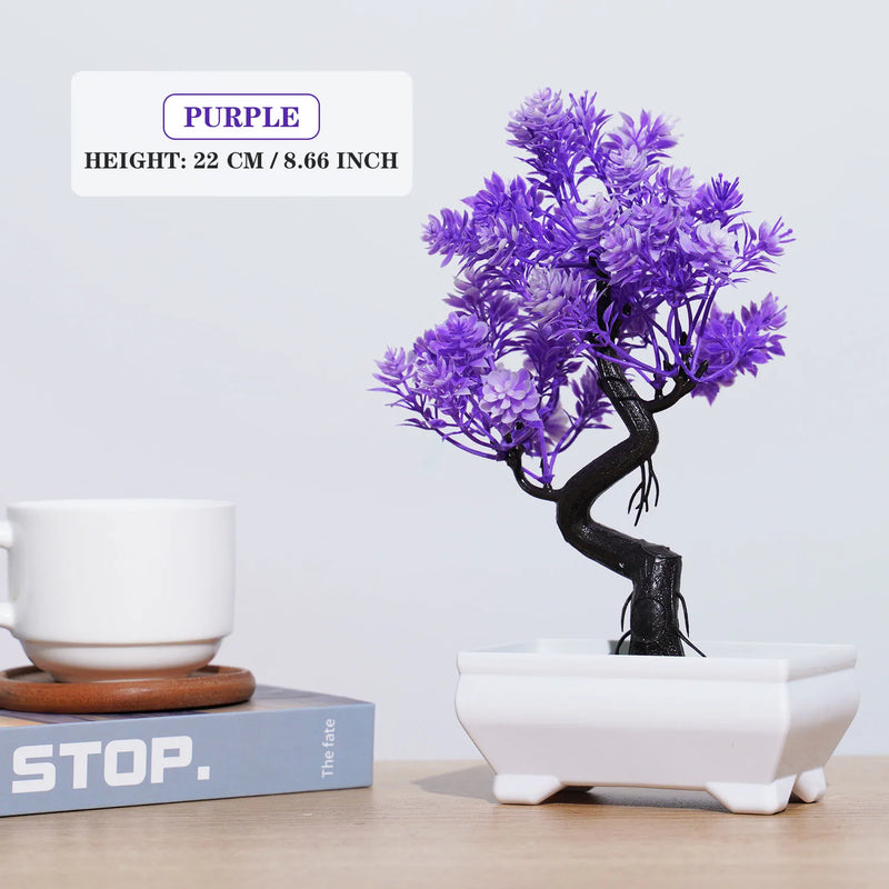 Bonsai Artificial Premium em Vaso | Mini Árvore Decorativa Realista | Flores Falsas para Mesa, Jardim, Escritório e Decoração de Interiores